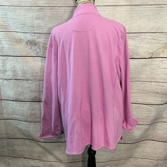 T by Talbots Athletic Jacket Full Zip Roll Up Contrast Cuffs Size 2X Lavender - Picture 6 of 9